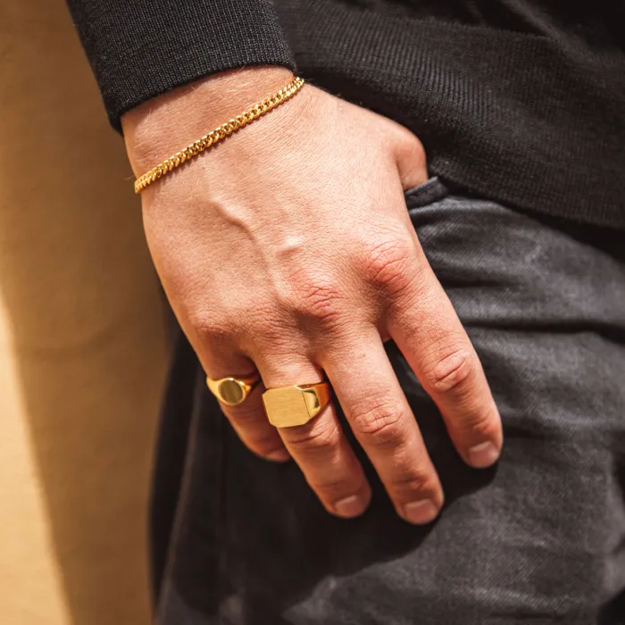 IX Studios Octagon Signet Ring Goldplated Silver DMN0290GD -